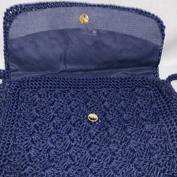 Dark blue crocheted purse made in Japan. - Picture 7 of 10